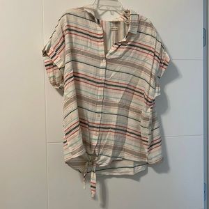 Striped tie front shirt